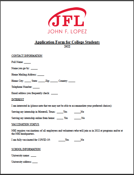 Click on image for the JFL Application